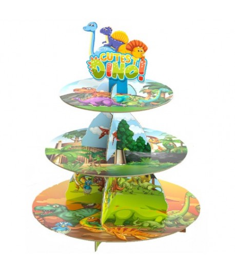 Etajera pentru Prajituri, din Carton, 3 Nivele, 16/22/29 cm Diametru, Inaltime 38 cm, Tema