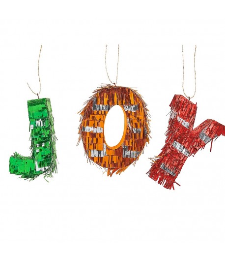 Pinata Mini JOY, Accesoriu pentru Petrecere Set 3 Bucati din Hartie Creponata si Carton, P