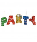Pinata Mini PARTY, Accesoriu pentru Petrecere Set 5 Bucati din Hartie Creponata si Carton,