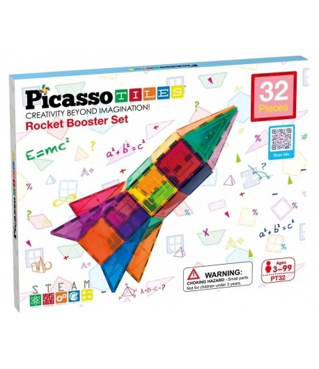 Set magnetic de construit racheta, Picasso, 32 piese, Pentru copii, Multicolor