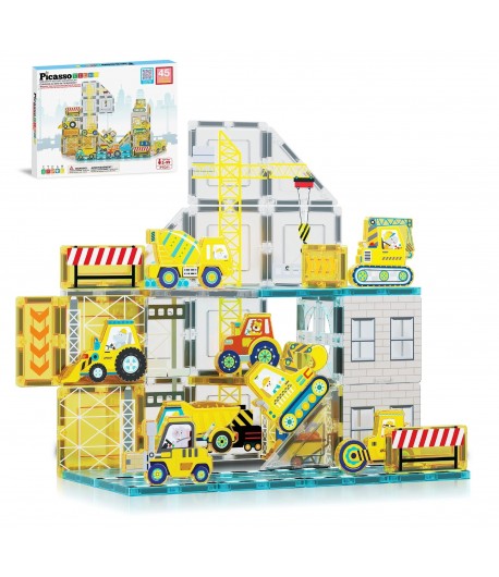 Set magnetic de construit, Vehicule, Picasso, 45 piese, Pentru copii, Multicolor