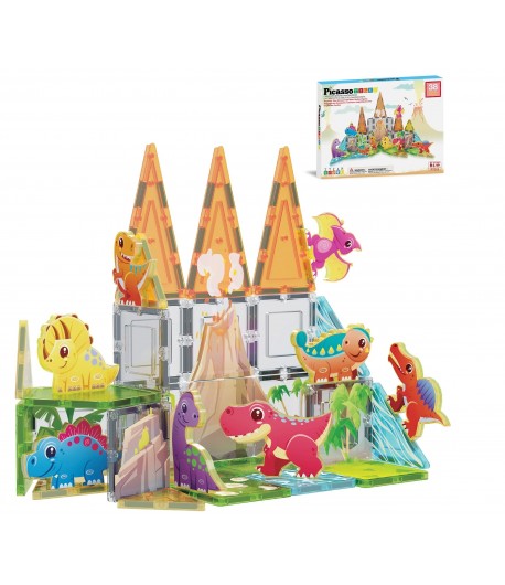 Set magnetic de construit, Dinozauri, Picasso, 38 piese, Pentru copii, Multicolor