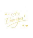 Autocolant I love You, Tematica Iubire, 21x29 cm, Auriu
