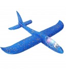 Avion planor cu pilot, polistiren, cu lumini in cabina pilotului, lungime 47 cm, Albastru, Avaleea