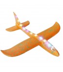 Avion planor cu pilot, polistiren, cu lumini pe toata lungimea, 47 cm, Distanta de planare 20 de metri, Portocaliu, Avaleea
