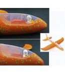 Avion planor cu pilot, polistiren, cu lumini pe toata lungimea, 47 cm, Distanta de planare 20 de metri, Portocaliu, Avaleea
