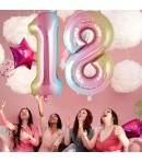 Balon din Folie Metalizata Figurina Cifra Gradient, Tema Aniversare 40 cm, Multicolor, Cifra 1