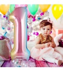 Balon din Folie Metalizata Figurina Cifra Gradient, Tema Aniversare 40 cm, Multicolor, Cifra 1