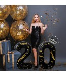 Balon din Folie Metalizata Figurina Cifra, Scris Happy Birthday, Tema Aniversare 100 cm, Negru, Cifra 2