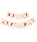 Banner Happy Birthday 100x200 cm, Dimensiune Stegulet 11.5x16.5 cm, Rola de Ata Inclusa, R
