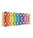 Instrument Muzical Xilofon din Lemn, 8 Note Muzicale, 2 Bete de Percutie, 4-6 Ani, Multicolor Pastel