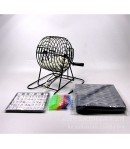 Joc Bingo din metal, 75 bile albe, portabil, 21 x 21 cm, negru