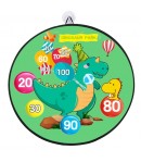 Joc Darts Flippy pentru Copii, Placa Pliabila 70 cm, 8 Mingi Velcro/Scai Simple, 2 Mingi Luminoase, Model Dinozaur Park, Verde