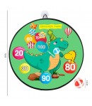Joc Darts Flippy pentru Copii, Placa Pliabila 70 cm, 8 Mingi Velcro/Scai Simple, 2 Mingi Luminoase, Model Dinozaur Park, Verde
