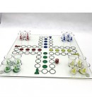 Joc de baut, Nu te supara frate, cu pahare de shot din sticla, 30x30 cm, multicolor