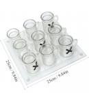 Joc X si O cu Mini Halbe din Sticla, 25 x 25 cm, pentru Petreceri, Decor, Cadouri, Transparent