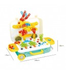 Jucarie educativa pentru copii, Set 258 piese, 6 in 1, Valiza cu bormasina, Multicolor