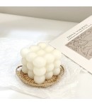 Lumanare Parfumata, Model Cub, Alba, Aroma de Musetel