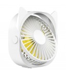Mini ventilator pentru birou cu usb, rotire 360 grade, 3 viteze, 13.5 x 12,8 cm, Alb