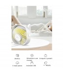 Mini ventilator pentru birou cu usb, rotire 360 grade, 3 viteze, 13.5 x 12,8 cm, Alb