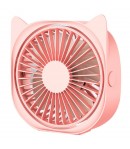 Mini ventilator pentru birou cu usb, rotire 360 grade, 3 viteze, 13.5 x 12,8 cm, Roz