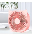 Mini ventilator pentru birou cu usb, rotire 360 grade, 3 viteze, 13.5 x 12,8 cm, Roz