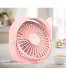 Mini ventilator pentru birou cu usb, rotire 360 grade, 3 viteze, 13.5 x 12,8 cm, Roz