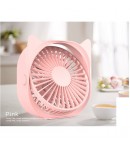 Mini ventilator pentru birou cu usb, rotire 360 grade, 3 viteze, 13.5 x 12,8 cm, Roz