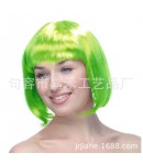 Peruca Cosplay pentru Femei, Stil Colorat, Tunsoare Bob cu Breton, Ideala pentru Carnaval, Halloween si Petreceri, Verde