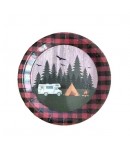 Set 10 Farfurii Unica Folosinta, 23 cm, Model Camping, Multicolor