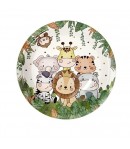 Set 10 Farfurii Unica Folosinta, Imprimeu Jungle, din Carton, 22 cm, Verde