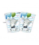Set 10 Pahare, Imprimeu Elefant, din Carton, 7.5 x 8.5 cm, Albastru
