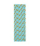 Set 10 Paie, din Hartie, 19.5 cm, Model cu Buline Aurii, Albastru