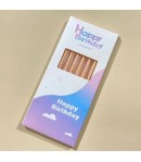 Set 6 Lumanari Lungi, Bej, Happy Birthday