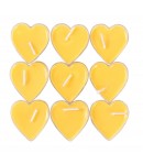 Set 9 Lumanari in Forma de Inima, pentru Ziua Indragostitilor, Aroma de Citrice, Ardere 3.5 h, din Parafina, 4 x 2 cm, Galben