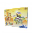 Set inteligent de cuburi magnetice pentru copii, 8 piese, cutie depozitare, puzzle dinozauri, +3 ani, multicolor