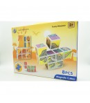 Set inteligent de cuburi magnetice pentru copii, 8 piese, cutie depozitare, puzzle dinozauri, +3 ani, multicolor
