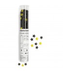 Tun de Confetti, 40 cm, Model Stelute din Folie si Hartie, Ambalaj PET, Negru