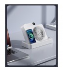 Ventilator 2in1, Functie Incarcare Telefon Wireless, 100 Trepte de Viteza, 2400 mAh, 5V, 2A, 25 x 16.5 x 24 cm, Alb