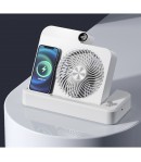 Ventilator 2in1, Functie Incarcare Telefon Wireless, 100 Trepte de Viteza, 2400 mAh, 5V, 2A, 25 x 16.5 x 24 cm, Alb