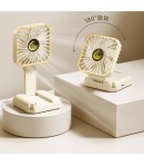 Ventilator Portabil, de Gat, de Birou, Suport Telefon, 14 x 7 cm, Incarcare USB, din ABS, 3 Viteze, Bej