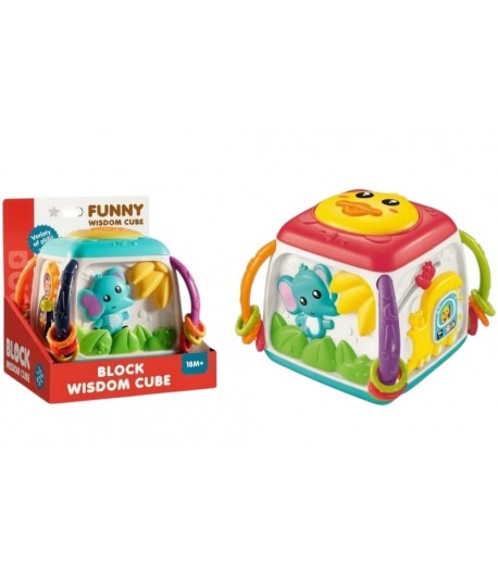 Cub Activitati Interactiv Pentru Copii Cu Pian Si Jocuri Educative, Jucarie Multifunctionala Cu Bile, Roti Si Butoane, Cub Multi