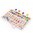 Jucarie educativa din lemn, Abecedar colorat pentru copii, Puzzle alfabet cu litere mari, Invatare litere, Dezvoltare vocabular,