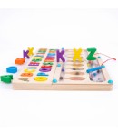 Jucarie educativa din lemn, Abecedar colorat pentru copii, Puzzle alfabet cu litere mari, Invatare litere, Dezvoltare vocabular,