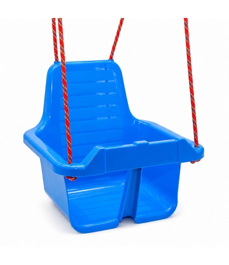 Leagan pentru Copii cu Spatar si Protectie Frontala,  Din Plastic Rezistent cu Franghii pentru Suspendare, Leagan de Exterior si