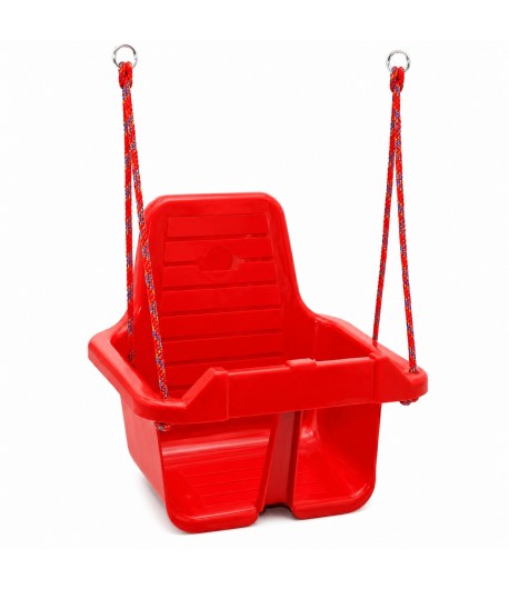 Leagan pentru Copii cu Spatar si Protectie Frontala,  Din Plastic Rezistent cu Franghii pentru Suspendare, Leagan de Exterior si