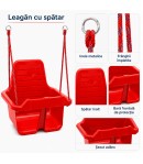 Leagan pentru Copii cu Spatar si Protectie Frontala,  Din Plastic Rezistent cu Franghii pentru Suspendare, Leagan de Exterior si