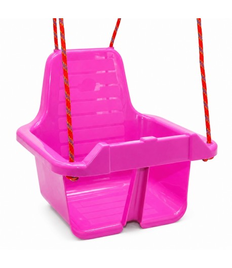 Leagan pentru Copii cu Spatar si Protectie Frontala,  Din Plastic Rezistent cu Franghii pentru Suspendare, Leagan de Exterior si