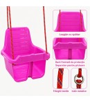 Leagan pentru Copii cu Spatar si Protectie Frontala,  Din Plastic Rezistent cu Franghii pentru Suspendare, Leagan de Exterior si