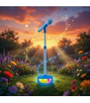 Microfon Karaoke Pentru Copii Cu Stativ Reglabil Si Lumini Colorate, Jucarie Muzicala Interactiva Pentru Cantat Cu Efecte Sonore